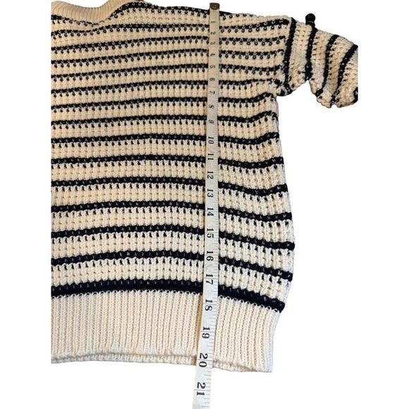 Lara  Knit Women's Striped Pullover Sweater Cream & Navy Long Sleeve size M - Picture 8 of 11